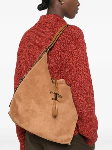 Τσάντα shopper Tod's σουέτ καφέ