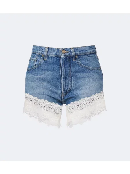 Pantaloni scurți din denim Alanui din dantelă albastru