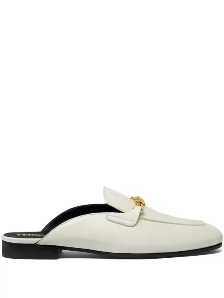 Papuci tip mules Versace din piele alb