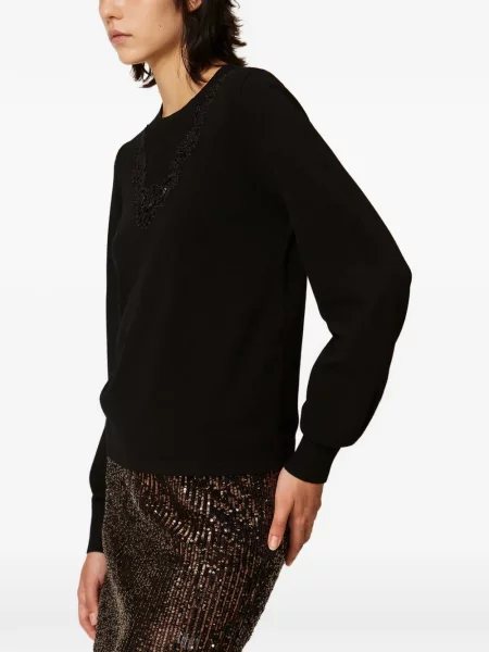 Pulover Twinset din dantelă negru