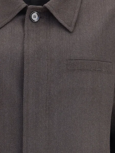 Geacă Brioni de lână cu model herringbone maro