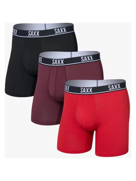 Bokserki SAXX Essential Performance Mesh czerwony granatowy 3 sztuki XS czarny