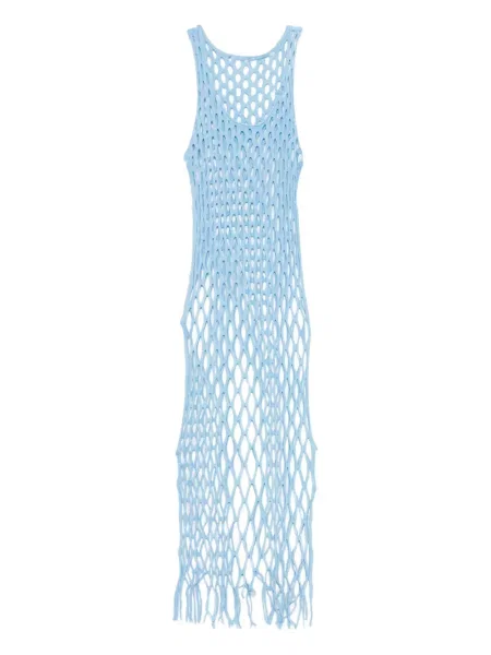 Rochie Christopher Esber cu franjuri tricotate de costum albastru