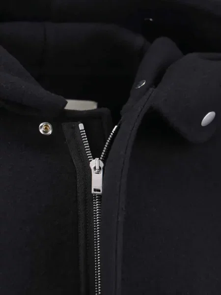 Palton Jil Sander de lână cu glugă negru