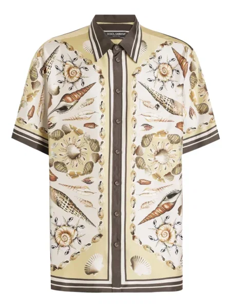 Cămașă Dolce & Gabbana cu imagine tip Hawaii galben