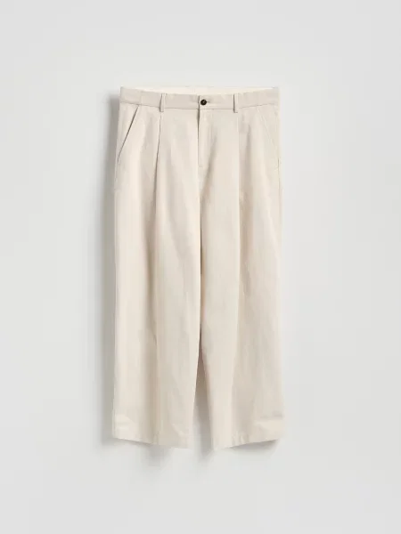 Reserved Штани wide leg кремовий 
