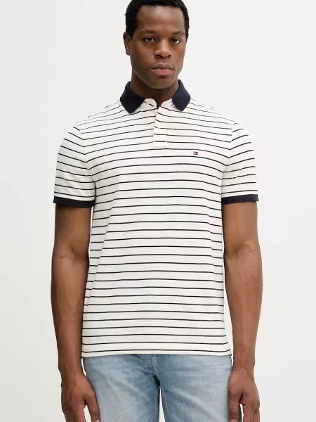 Tommy Hilfiger polo tričko pánske s elastanom béžová