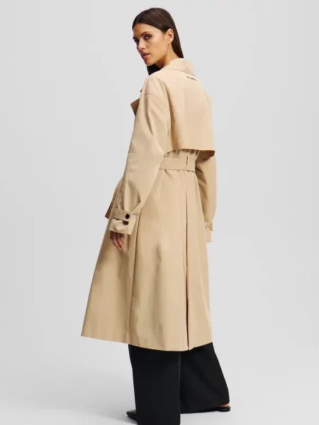 Тренч Karl Lagerfeld перехідний двобортний бежевий