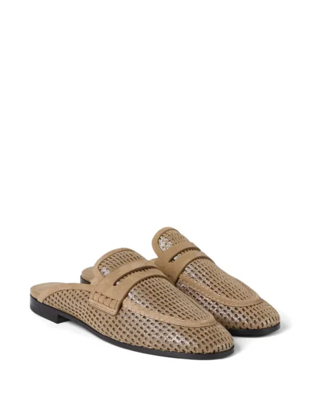 Papuci tip mules Brunello Cucinelli din piele fără toc
