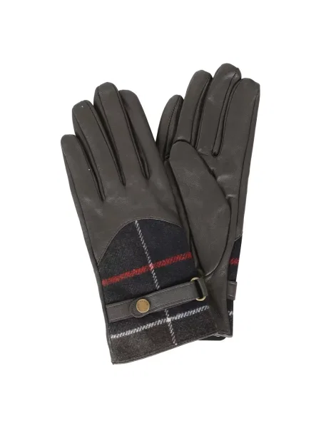 Rękawiczki Barbour wełniane w kratę brązowe