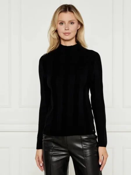 Pulover Marc Cain de lână cu guler înalt negru