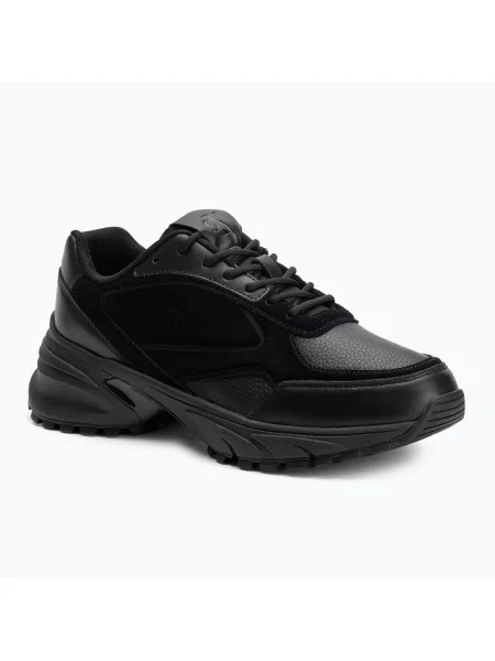 Pantofi bărbați Calvin Klein Hike Runner HF Leather Mix triple black negru