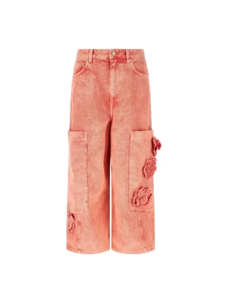 Szerokie jeansy Ganni różowe