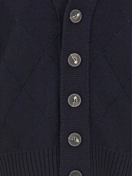 Cardigan Kangra tricotate cu model argyle albastru