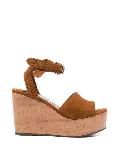 Sandale Jimmy Choo din piele de căprioară cu pană maro