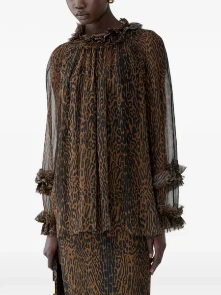 Top Carolina Herrera cu imagine cu model leopard maro