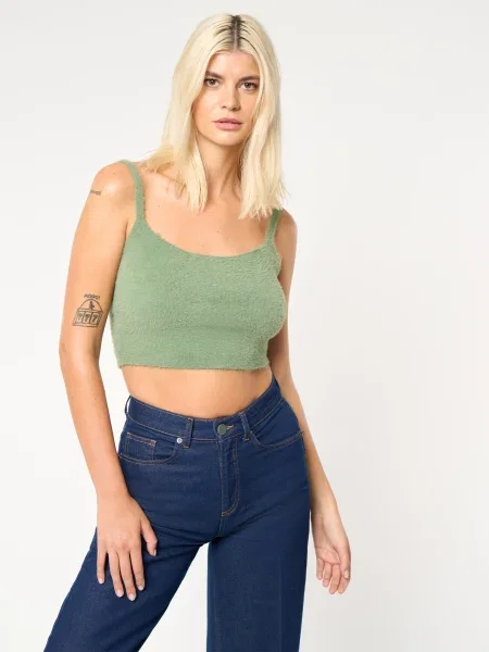 ABOUT YOU x Laura Giurcanu Top brodat Mona' verde