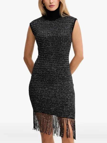Mała sukienka mini Simona Corsellini z cekinami garniturowa czarna
