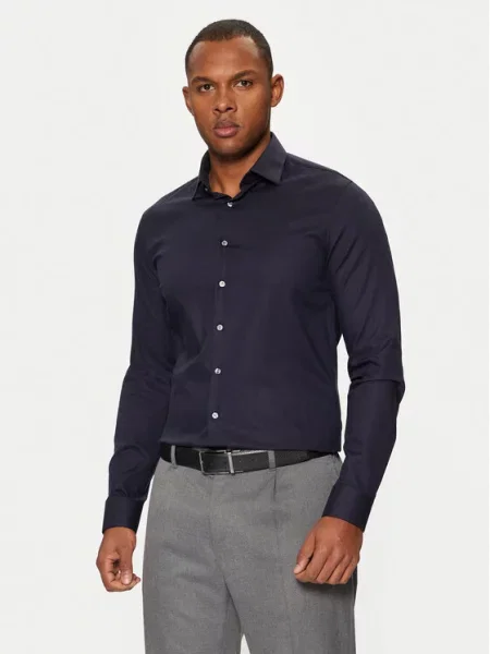 Calvin Klein Košeľa Twill Easy Care Slim Shirt Tmavomodrá