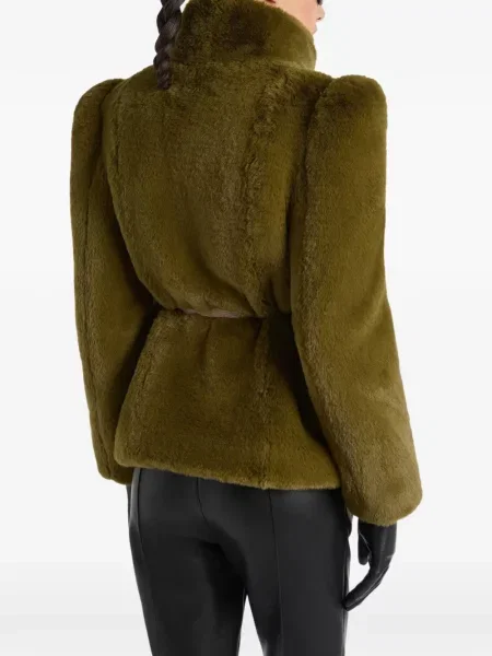 Scurt palton de blană Balmain cu blană verde