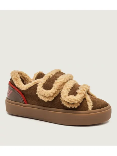 INUIKII Sneakers Lila | shearling | piele întoarsă maro