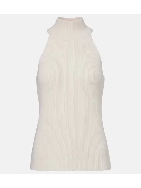 Majica brez rokavov Lisa Yang iz kašmirja bela
