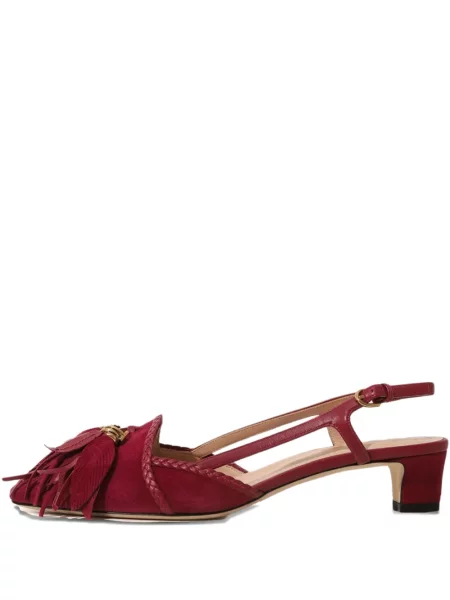 Велурени полуотворени обувки Tod's червено