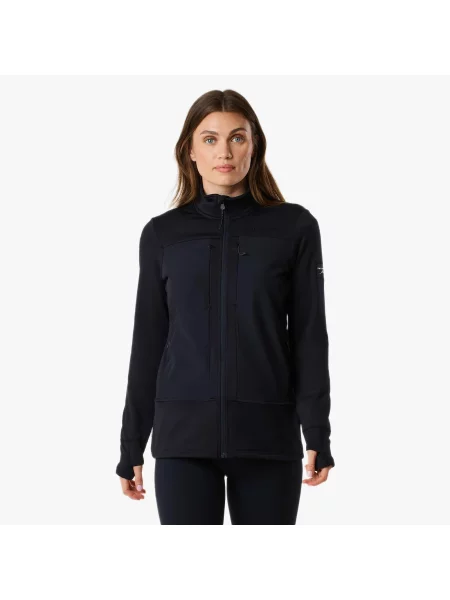 Bluza Polarowa Rozpinana Wędrówki Kobieta Trondheim Elastyczny W Cztery Strony czarna