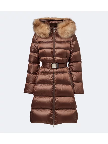 Haină din piele de oaie Moncler din piele de oaie maro