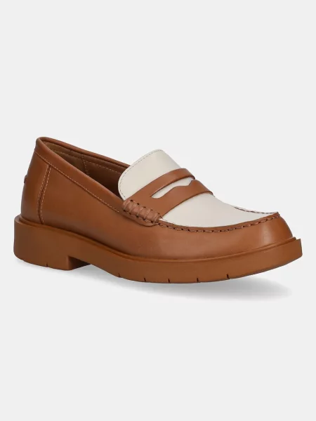 Geox mocasini de piele D SPHERICA cu plat maro