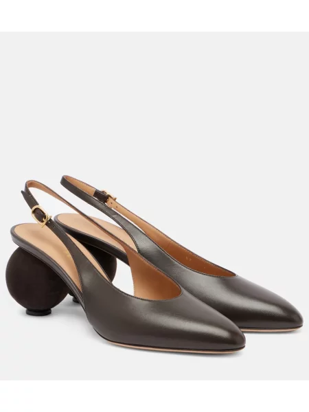 Pantofi cu toc Ferragamo din piele slingback maro