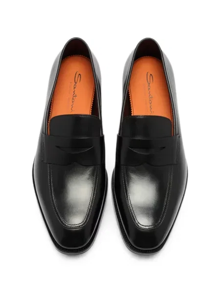 Pantofi loafer Santoni din piele negru