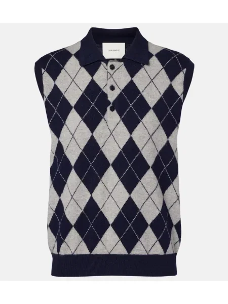 Kamizelka Lisa Yang z kaszmiru z wzorem argyle szara