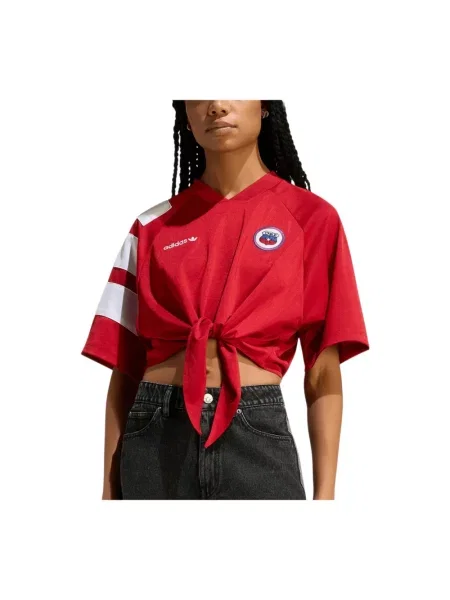 Top sportowy Adidas Originals z dżerseju czerwony
