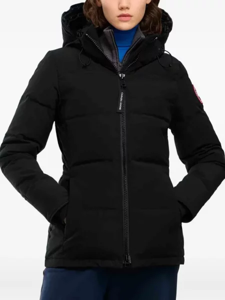 Gulerat geacă cu puf Canada Goose cu glugă negru