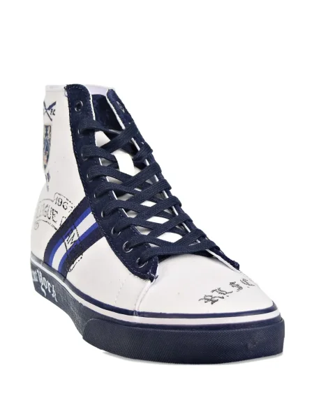 Sneakerși Polo Ralph Lauren din piele slip-on în carouri alb