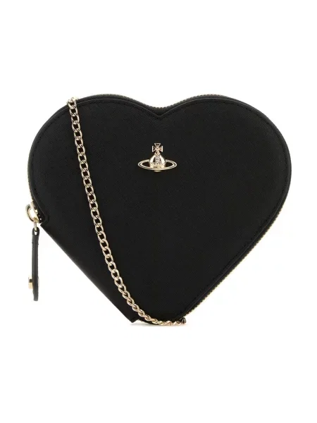 Torebka skórzana Vivienne Westwood skórzana w serca czarna