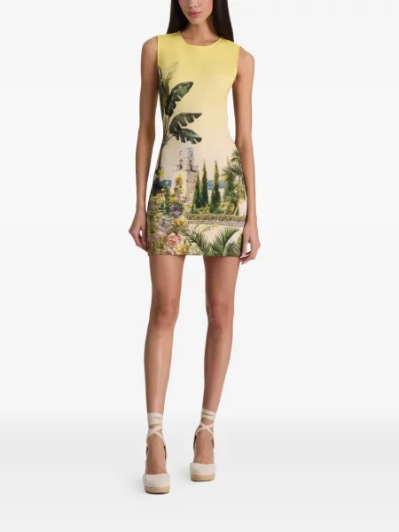 Rochie mini Alice + Olivia cu imagine galben