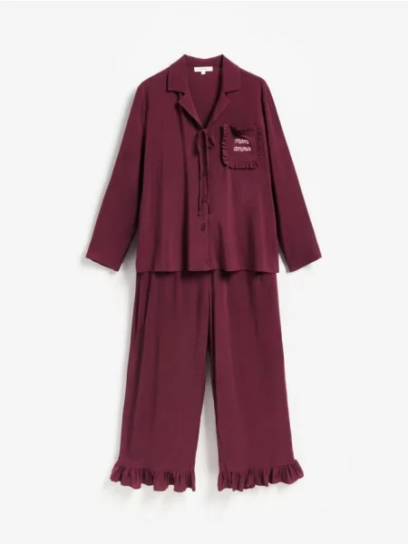 Reserved Pijama din două piese din violet-închis violet