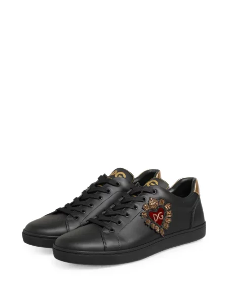 Кожени маратонки Dolce & Gabbana със сърца черно