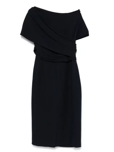 Zavinovací oblekové midi šaty Christian Dior Pre-owned po kolena modré