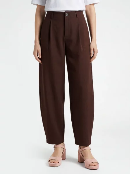 Noisy May spodnie plisowane NMEli Kobiety Sztuczne włókno S brązowy