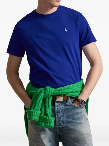 Tricou polo Polo Ralph Lauren cu autograf albastru