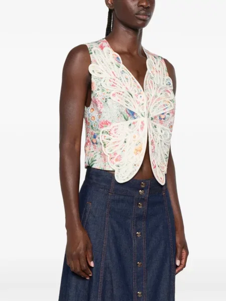 Vestă Farm Rio cu model floral cu imagine alb