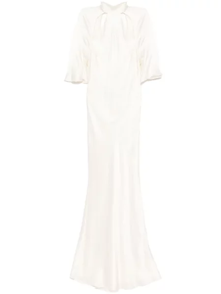 Sukienka Michelle Mason z dekoltem halter z odkrytymi plecami biała