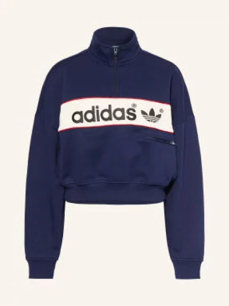 Adidas Originals Bluza Dresowa Typu Troyer blau biała