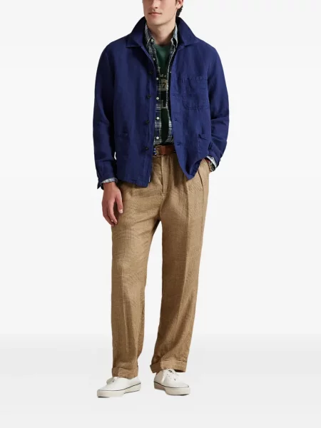 Ленена риза Polo Ralph Lauren на райета синьо