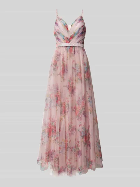 Sukienka wieczorowa z głębokim dekoltem w serek Hey Kyla różowa