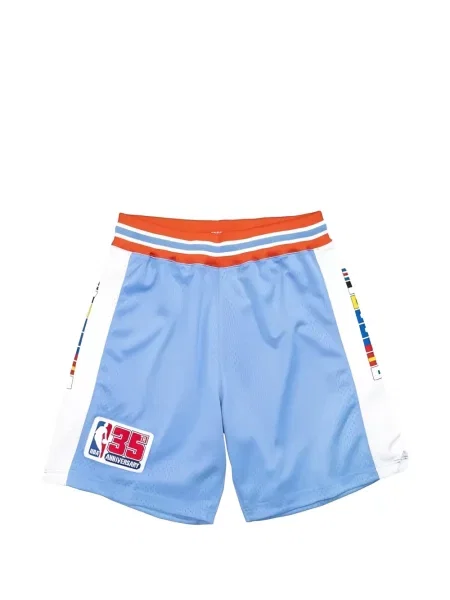 Pantaloni scurți Mitchell & Ness cu dungi cu autograf albastru