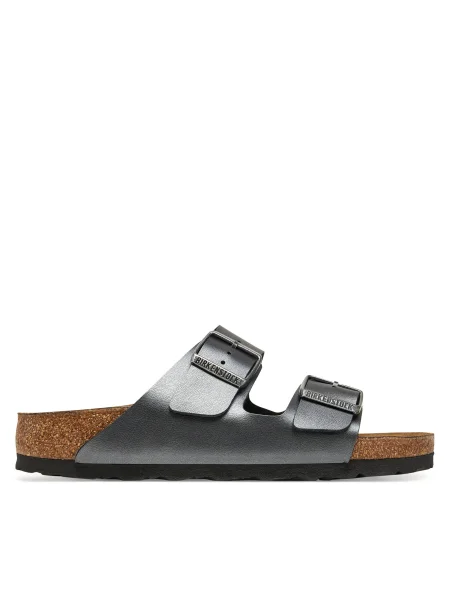 Birkenstock papuci Arizona Metallic femei negru gri